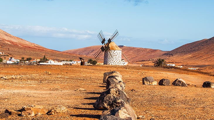 Old Windmills of Villaverde in the northern part of Fuerteventura